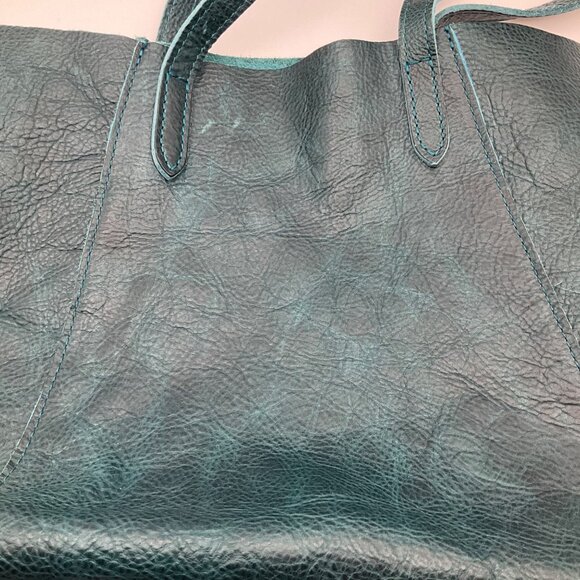 Portland Leather Goods Distressed Leather Teal Tote Bag Lagoon Juliette - Picture 13 of 16